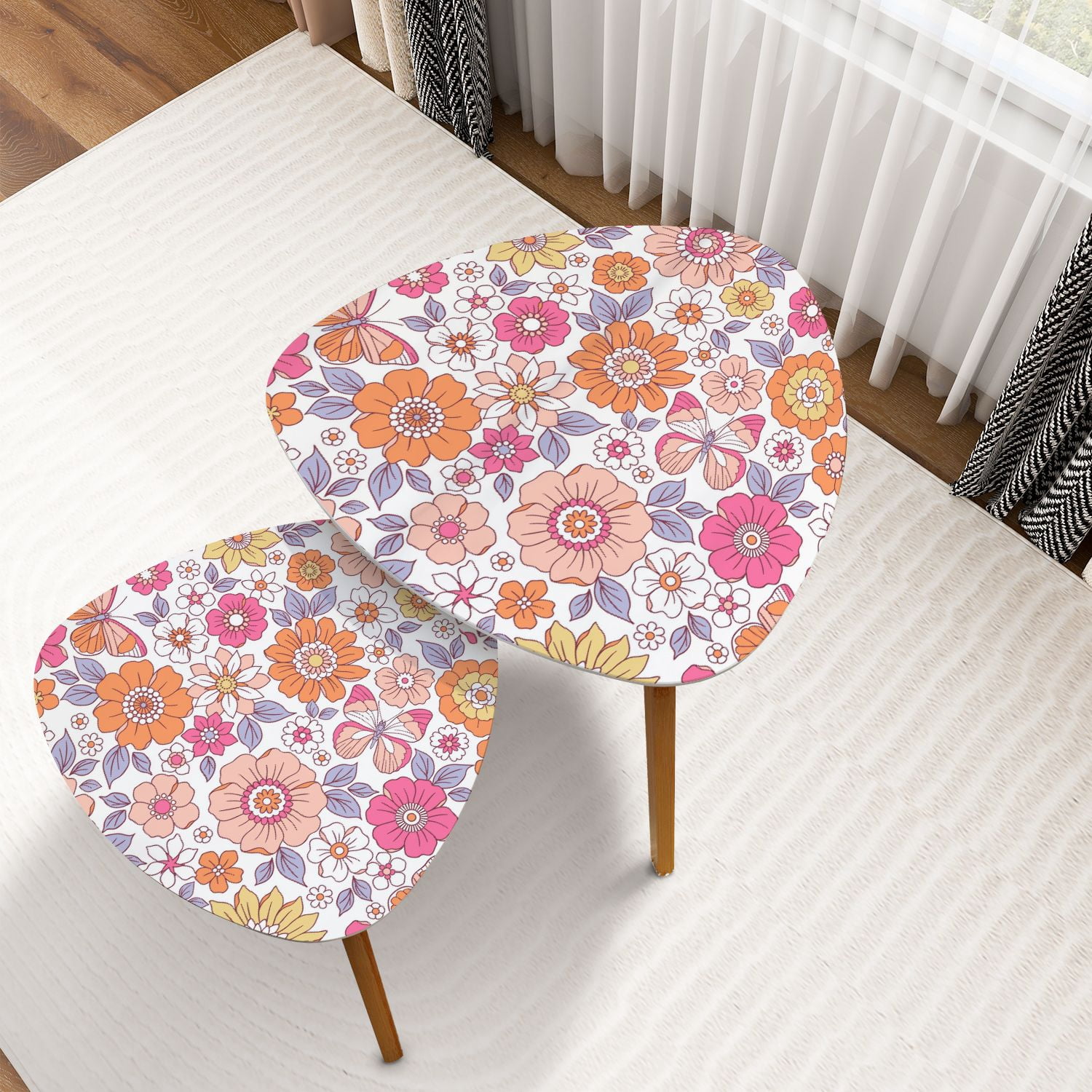 Triangle Nesting Coffee Table Set of 2 Colorful 60s 70s style retro ...