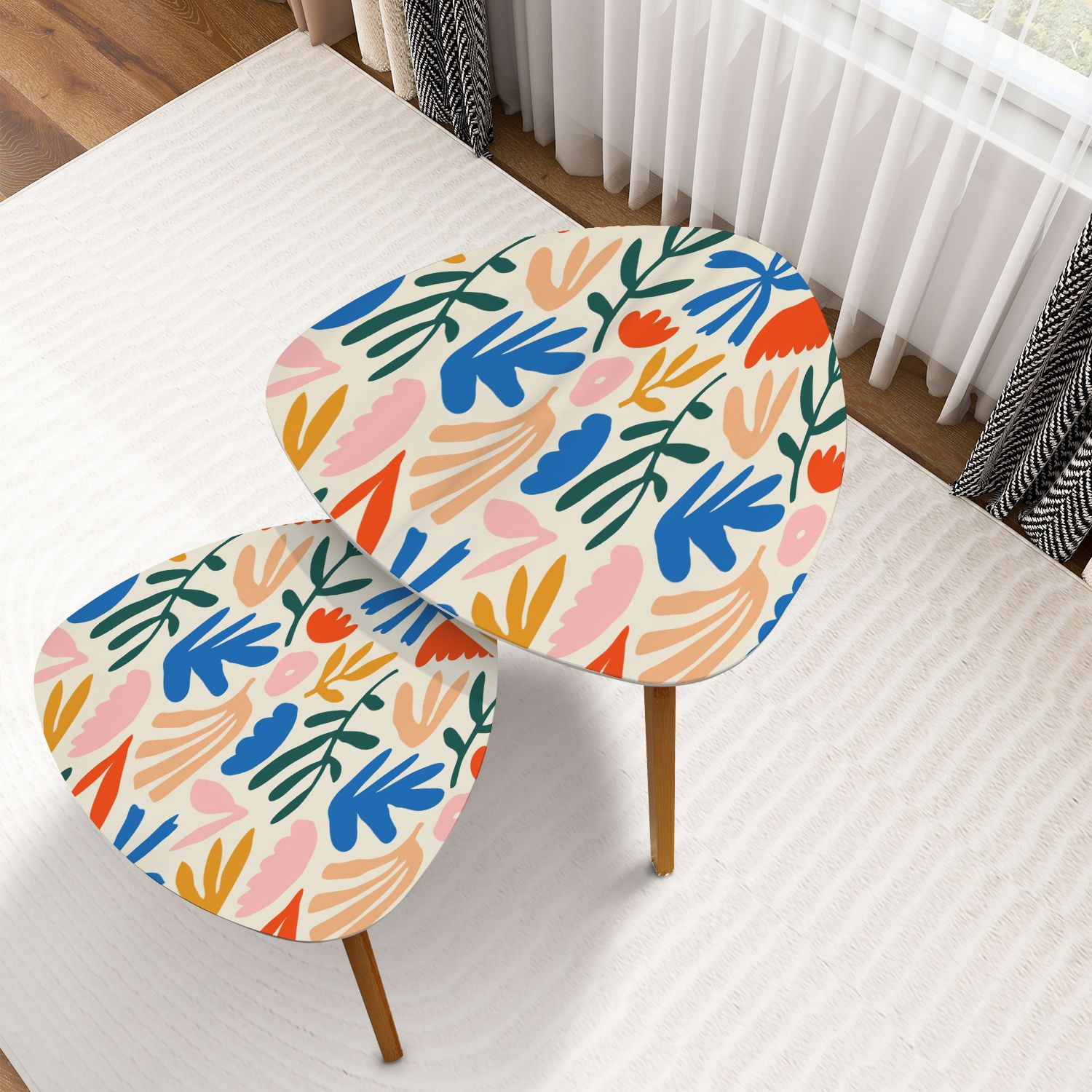Triangle Nesting Coffee Table Set of 2 Colorful flower seamless pattern ...