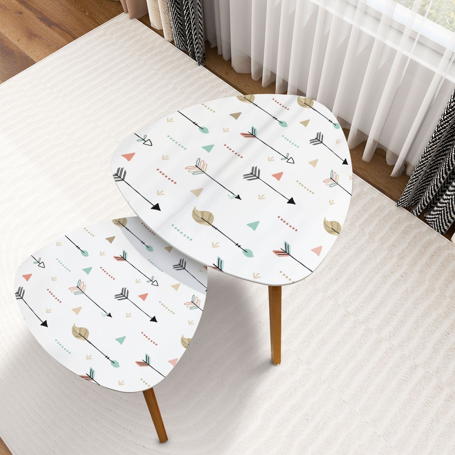 Triangle Nesting Coffee Table Set of 2 Cute print Boho style Seamless ...