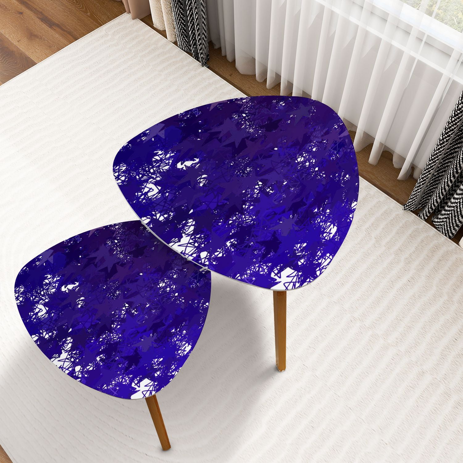 Triangle Nesting Coffee Table Set of 2 Dark Purple layout bright stars ...