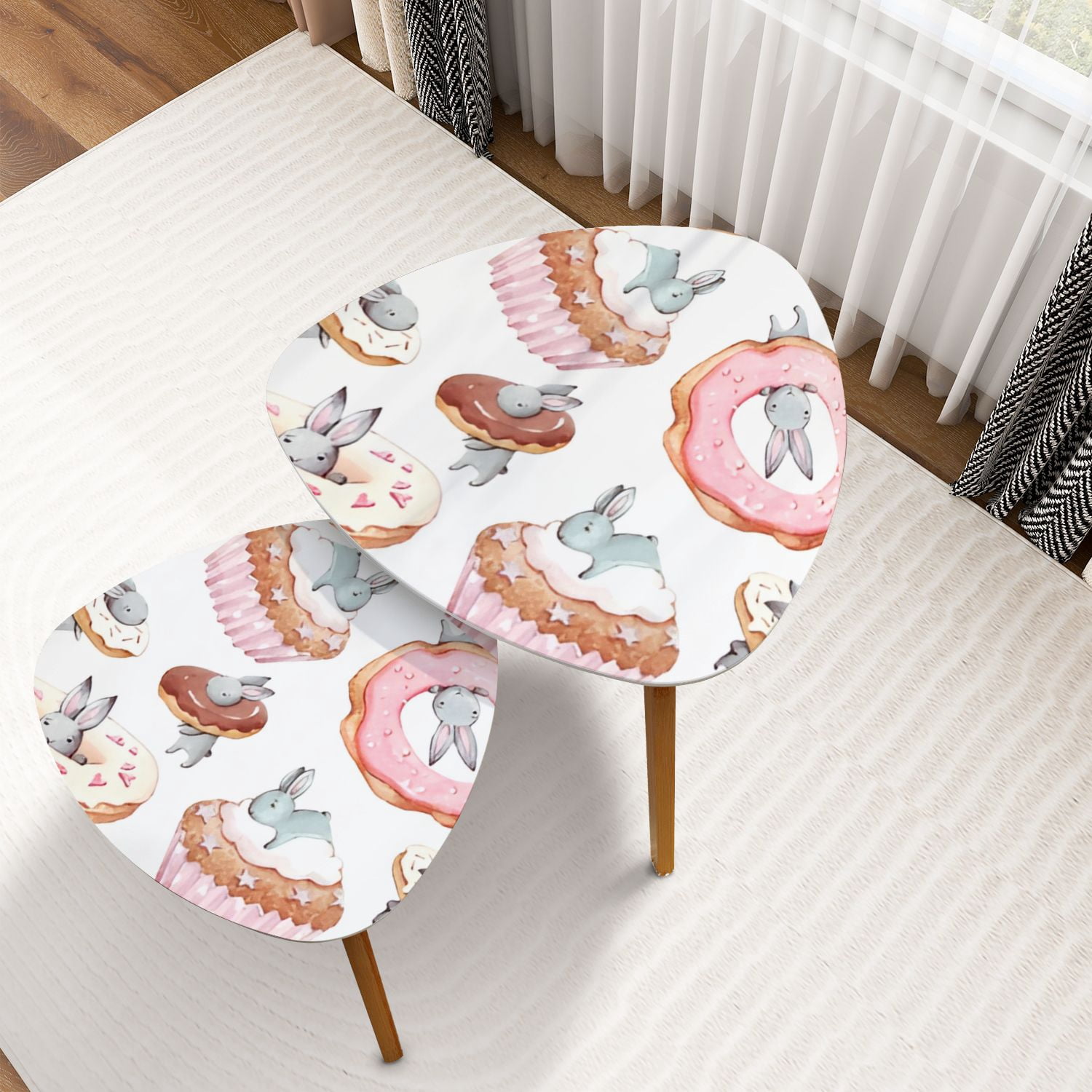 Triangle Nesting Coffee Table Set of 2 Hand drawn Watercolor seamless ...