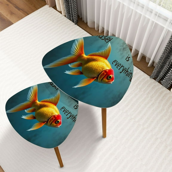 Triangle Nesting Coffee Table Set of 2 Mindset Everything Motivational Quotes Entrepreneur Inspirational End Table Modern Minimalist Side Table Set for Living Room Bedroom