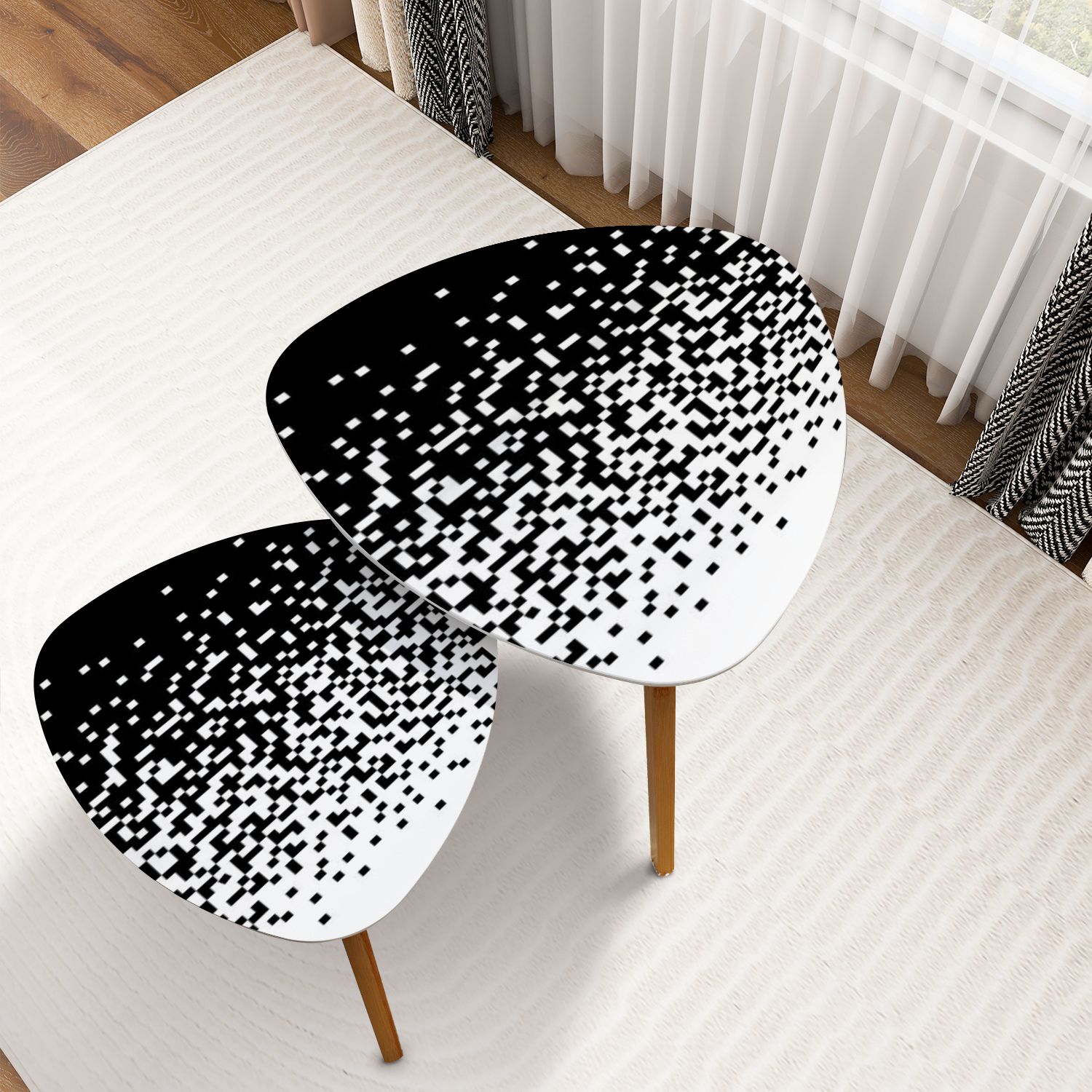 Triangle Nesting Coffee Table Set of 2 Pixel abstract mosaic Gradient ...