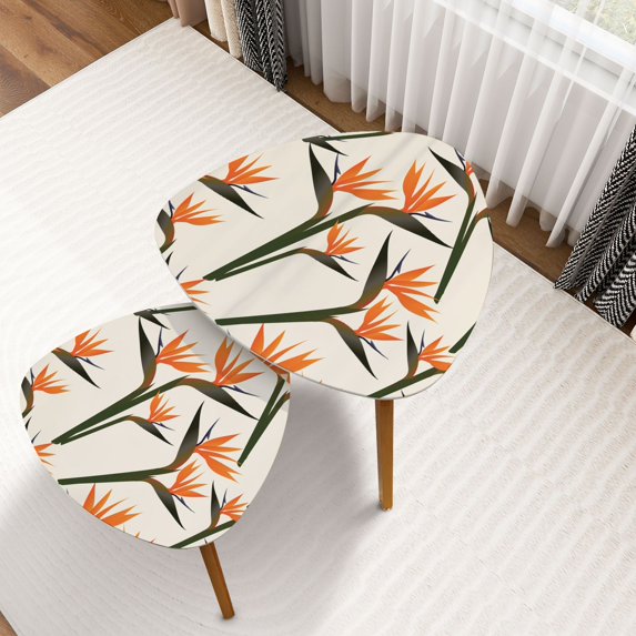 Triangle Nesting Coffee Table Set of 2 SSpring time contemporary bird paradise flowers seamless file End Table Modern Minimalist Side Table Set for Living Room Bedroom