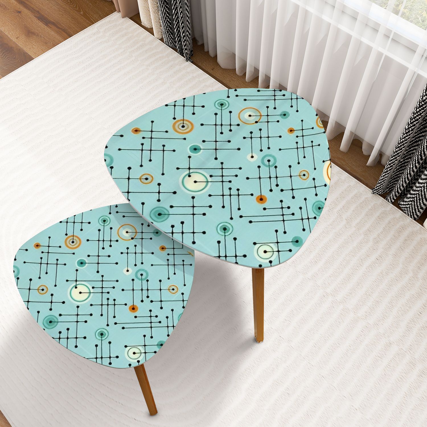 Triangle Nesting Coffee Table Set of 2 Seamless 1950s retro pattern ...