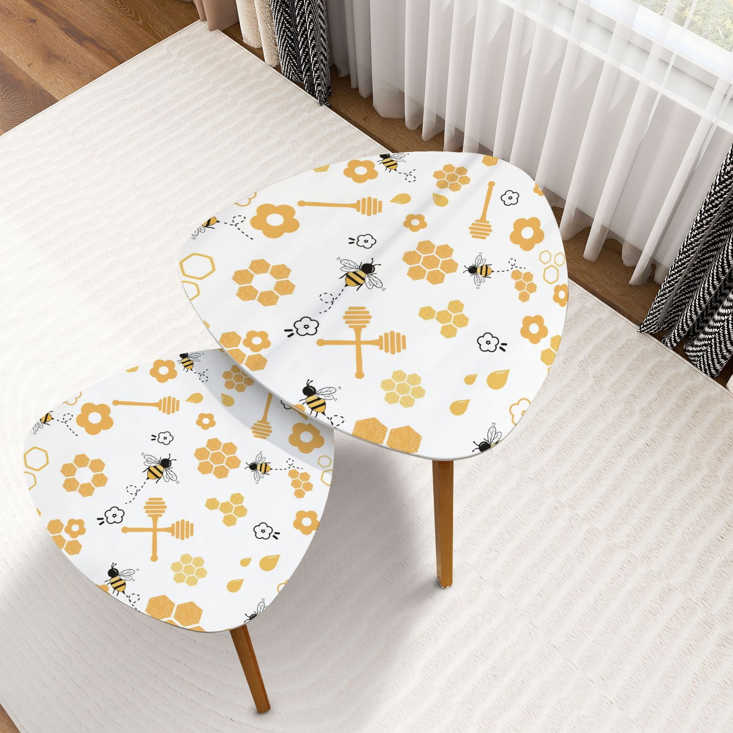 Triangle Nesting Coffee Table Set of 2 Seamless pattern bees honey ...