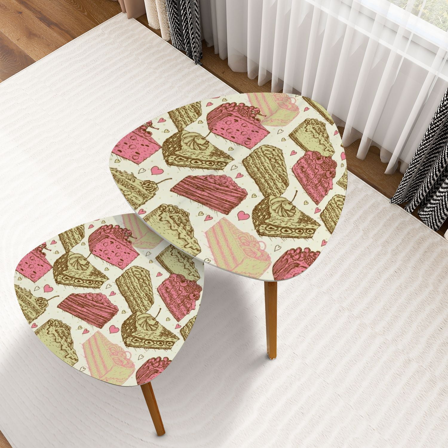 Triangle Nesting Coffee Table Set of 2 Seamless pattern pieces cakes ...