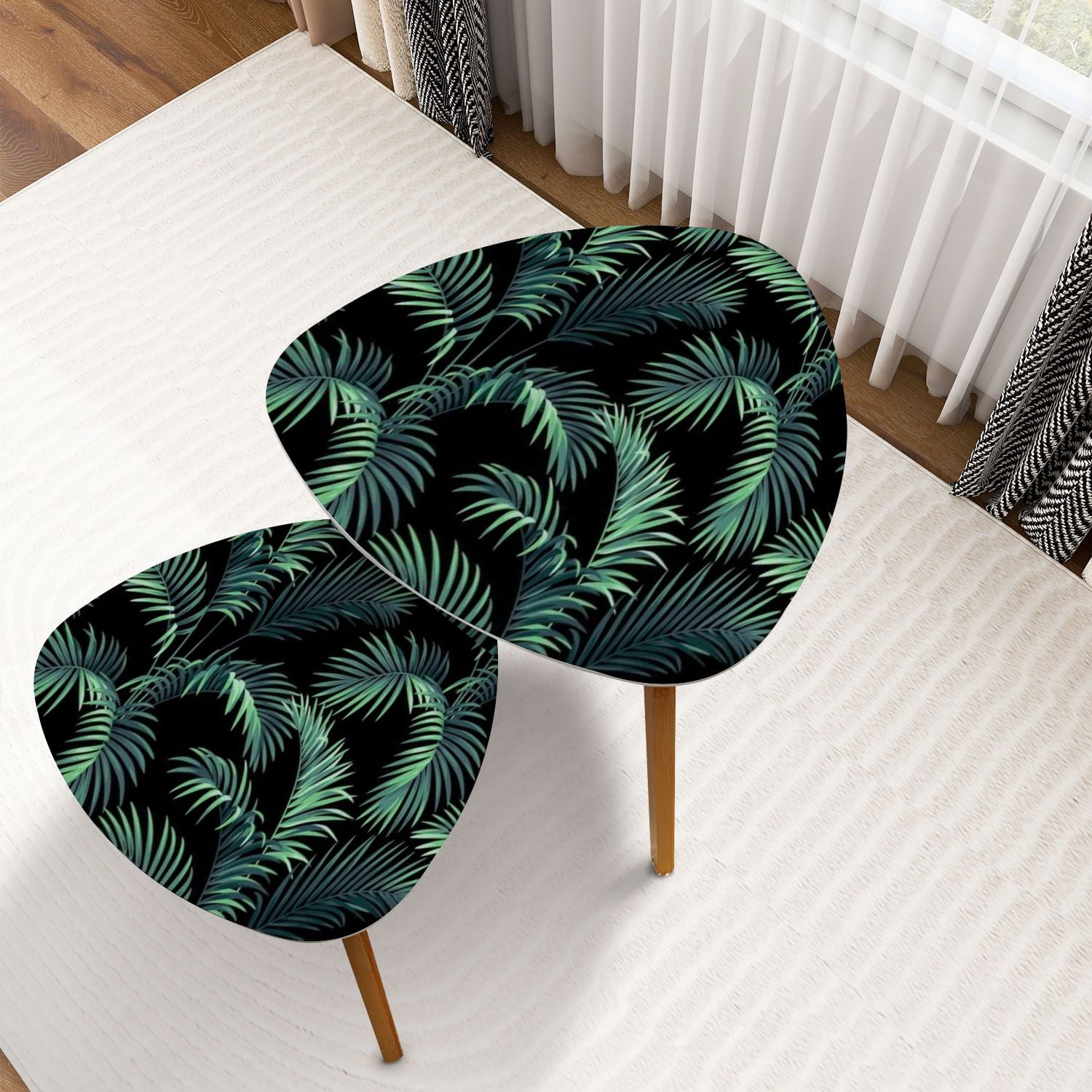 Triangle Nesting Coffee Table Set of 2 Seamless pattern tropical palm ...