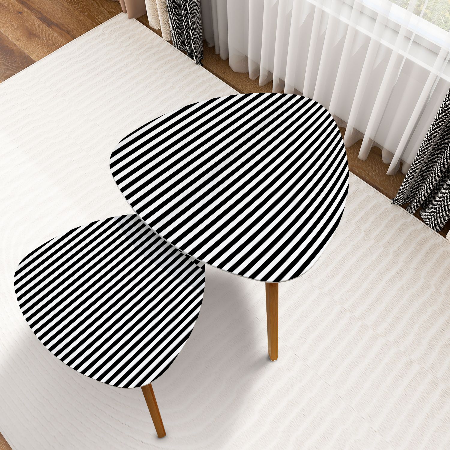 Triangle Nesting Coffee Table Set of 2 Seamless vertical lines pattern ...