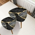 thumbnail image 1 of Triangle Nesting Coffee Table Set of 2 abstract agate mosaic golden veins japanese kintsugi technique fake End Table Modern Minimalist Side Table Set for Living Room Bedroom, 1 of 8