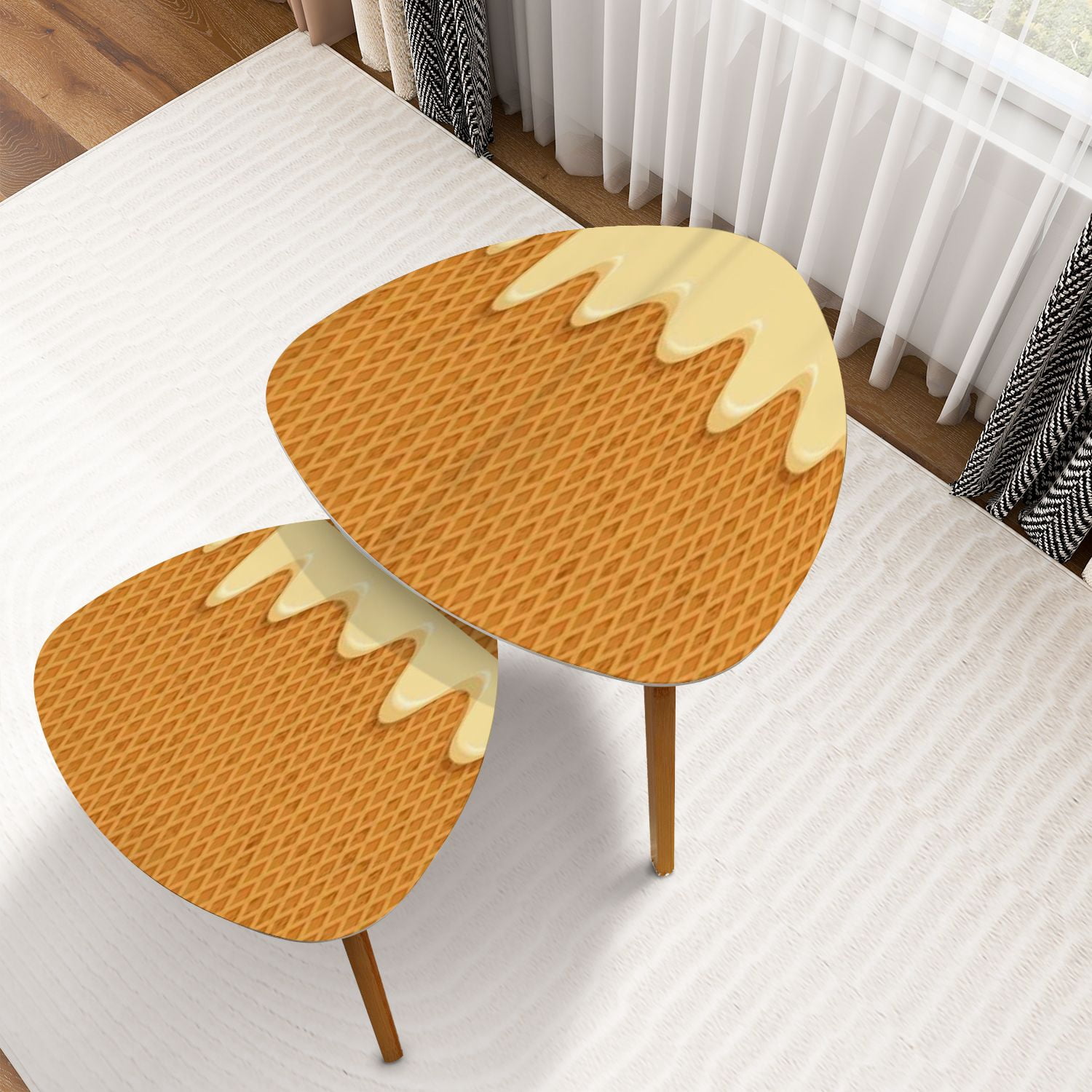 Triangle Nesting Coffee Table Set of 2 ream melted waffle Seamless ...