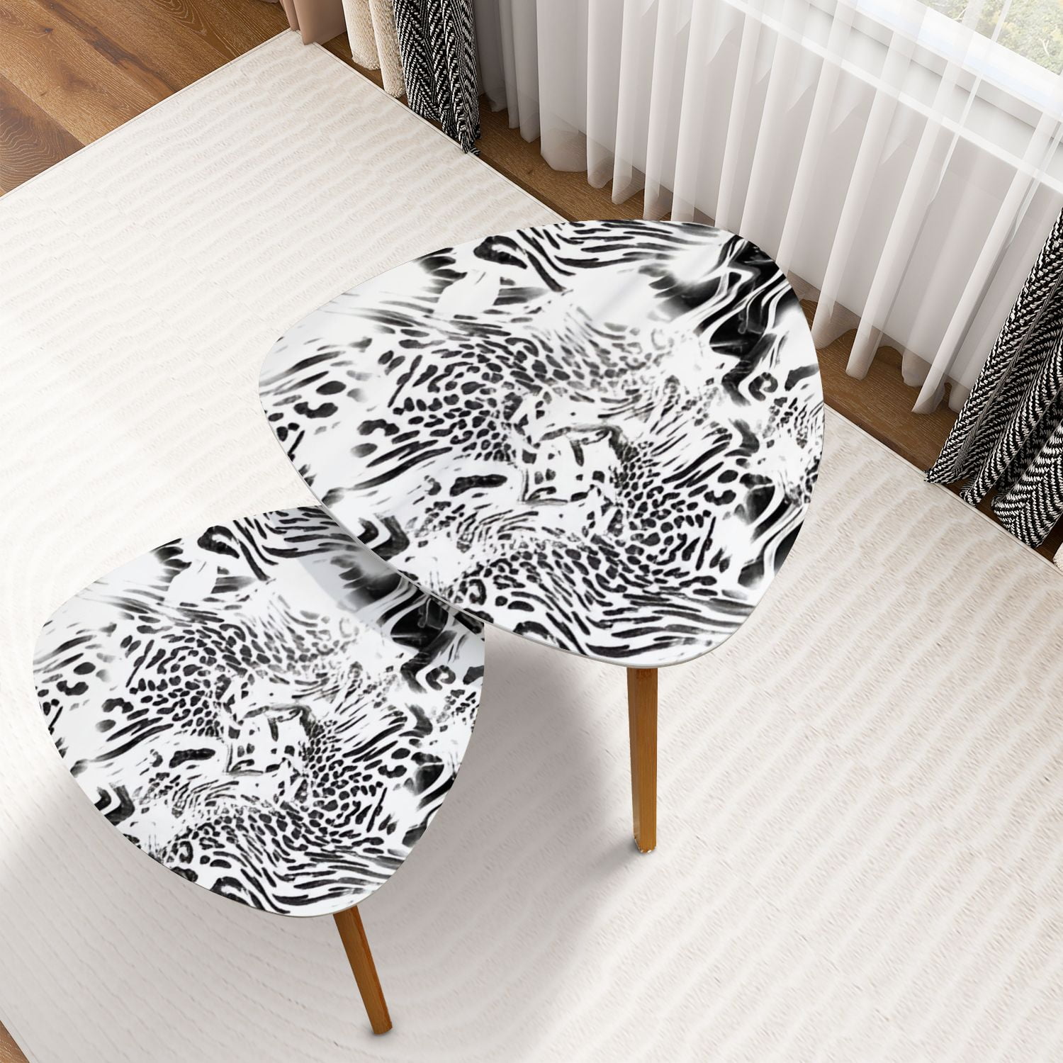 Triangle Nesting Coffee Table Set of 2 seamless leopard zebra skin ...