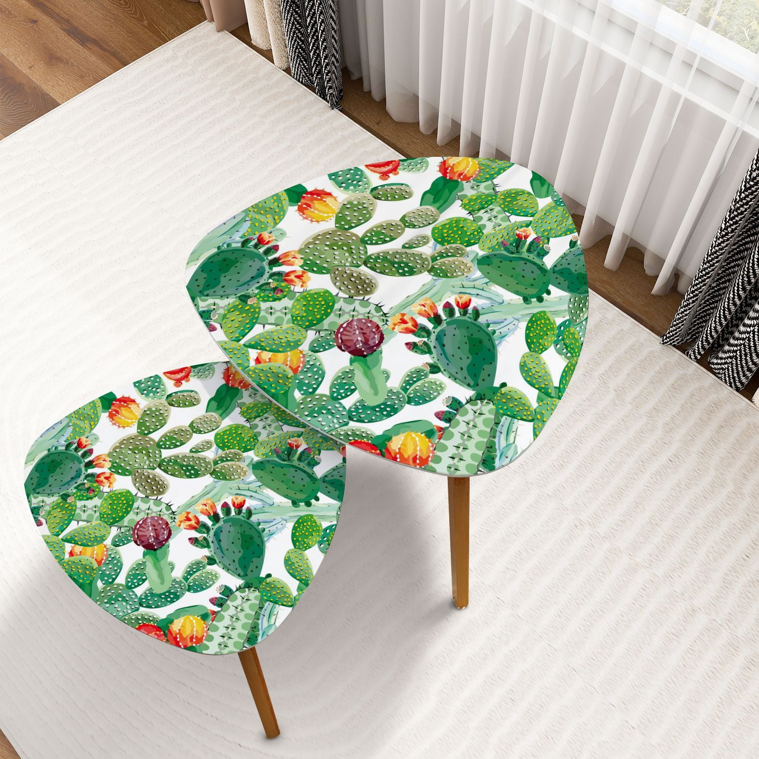 Triangle Nesting Coffee Table Set of 2 Cactus seamless pattern white ...