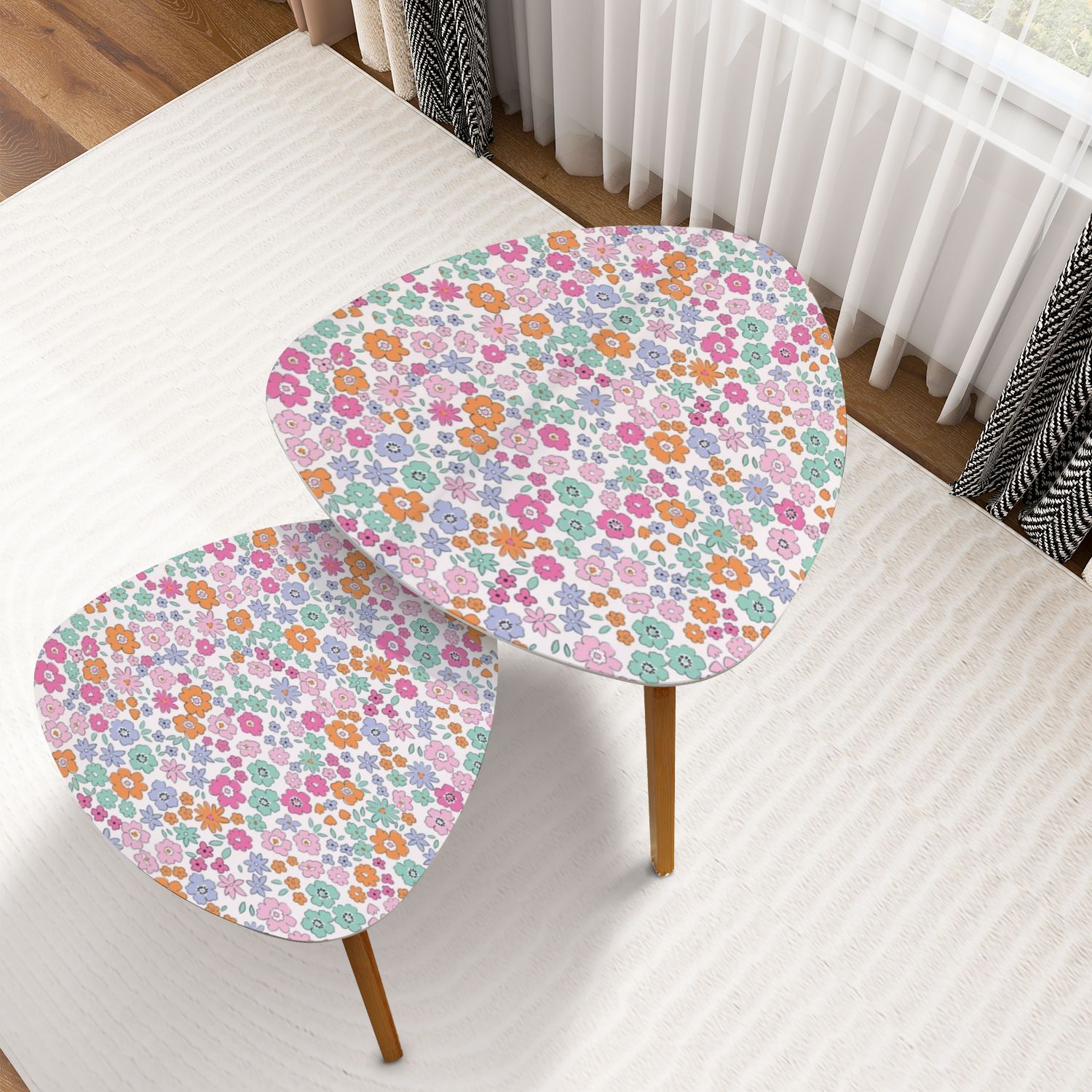 Ditsy Table Setting Triangle Nesting Coffee Table Set of 2 Seamless Ditsy Floral Pattern ...