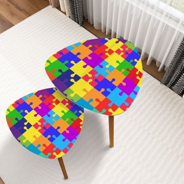 Triangle Nesting Coffee Table Set of 2 Seamless puzzles End Table Modern Minimalist Side Table Set for Living Room Bedroom