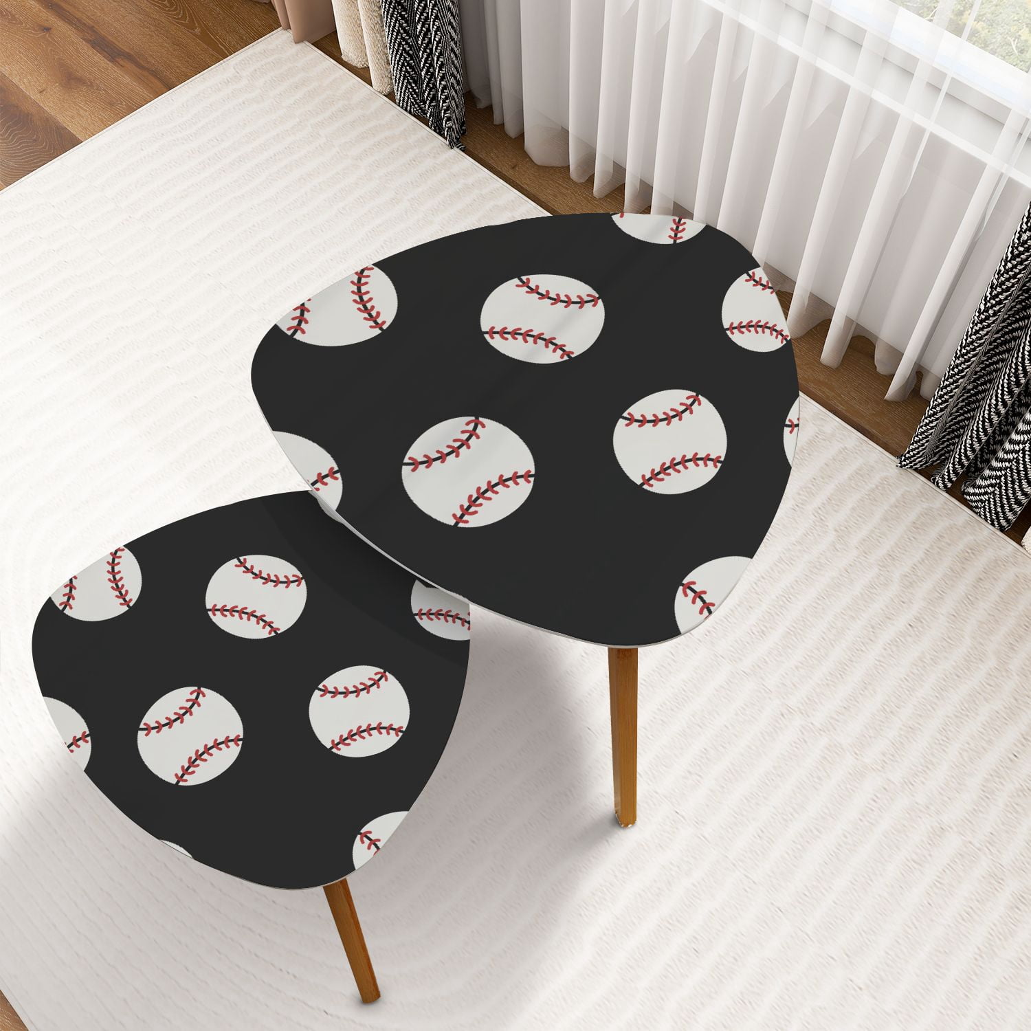 Triangle Nesting Coffee Table Set of 2 seamless doodle pattern baseball ...