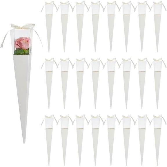Triangle Paper Bouquet Packaging Bags with Plastic Findings Snow 33x10.9x0.2cm