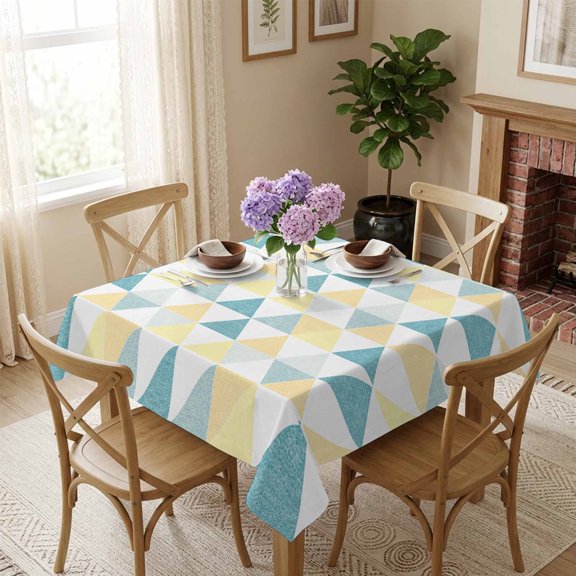 Triangle Pattern Geometric Square Tablecloth 60x60 Inch Modern Abstract Waterproof Polyester Tablecloth for Dining Table, Washable Table Cover for Kitchen Dining Room Decoration,Stain Resistant