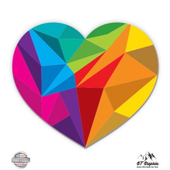 Triangle Pattern Heart Modern Design - 12" Vinyl Sticker Waterproof Decal