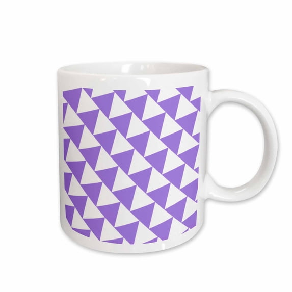 3drose, Triangle Pattern - Purple and White Retro Diagonal Geometric Design, 15oz Mug