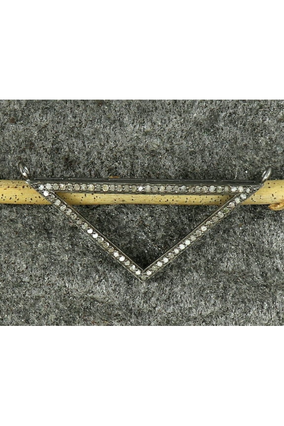 Triangle Pendant Pave Diamond 925 Silver Diamond Handmade Triangular Pendant.