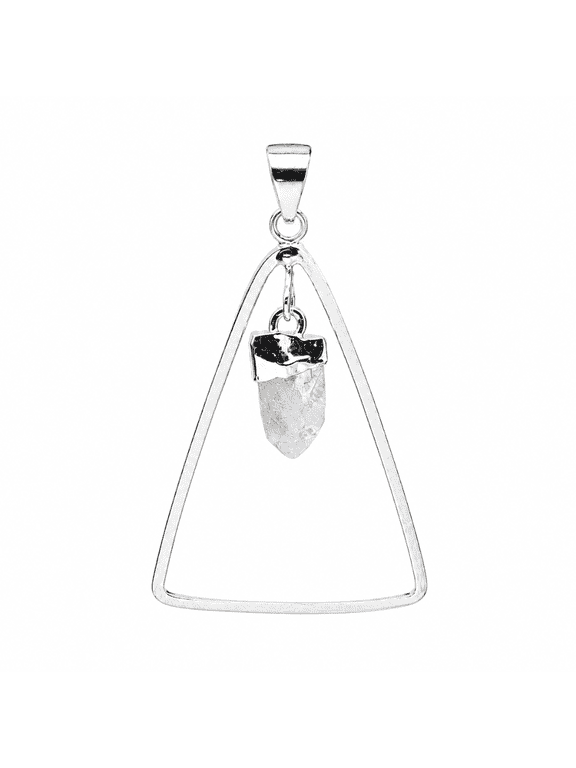 Triangle Pendant W/ Clear Quartz Point Dangle