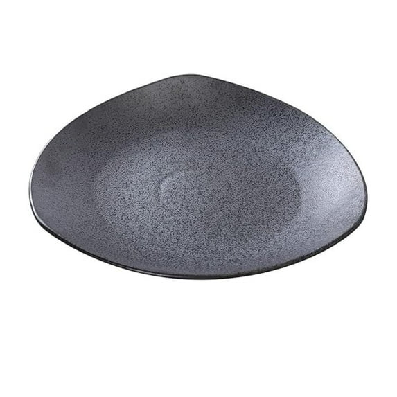 Triangle Plates - 10.5 Inch Matte Black Ceramic Plates, Set of 12 - Modern Dinnerware for Home, Restaurant, Parties