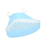Triangle Potty Trainer with Grid Toilet Pet Pan Tray Waste Station Corner for Small Animals, Rabbit, Hamster, Ferret, Pets Supplies Blue