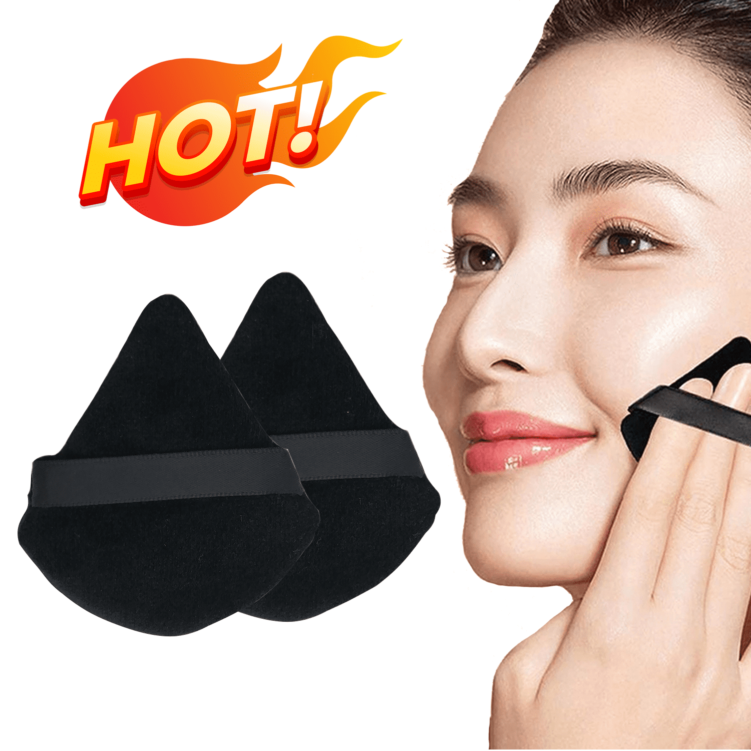 Triangle Powder Puff Face Cosmetic Tool Reusable Velour Cotton Puff