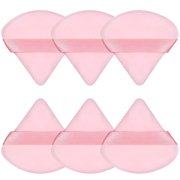 Triangle Powder Puffs 6pcs, Soft Face Makeup Puff for Loose Powder Mineral Powder Body Powder, Wedge Shape Velour Cosmetic Makeup Sponge for Contouring, Beauty Tools (6pcs Pink)