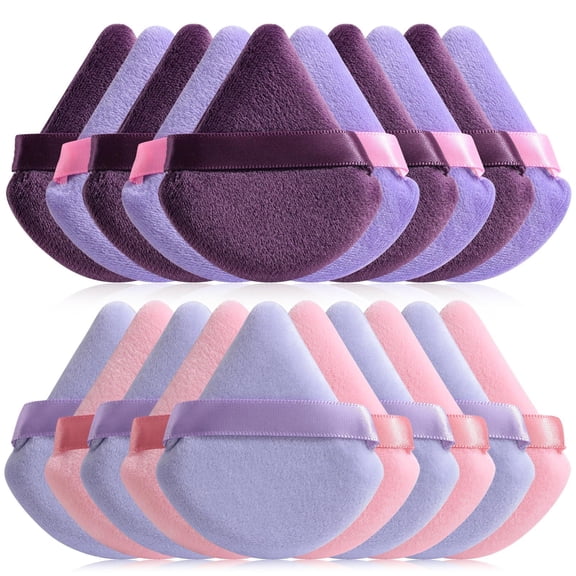 Triangle Puffs, Makeup Sponge Set, Cosmetic Applicators for Foundation, Powder, Blush (Purple)