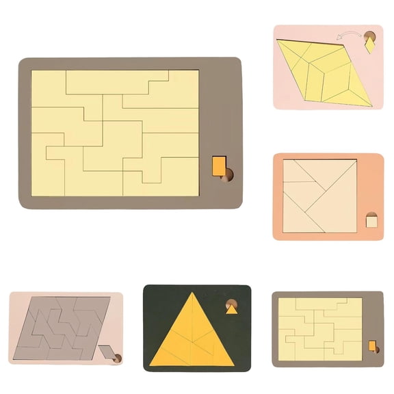 Triangle Puzzle, Educational Brain Teaser for Adults & Kids, Wooden Irregular Shape Puzzle, Challenging Game with Unique Geometric for Family Game Night, Party Learning (Color B)