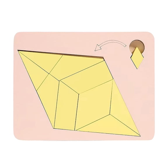 Triangle Puzzle Solving Wooden Irregular Shape Square Disappearing Design Triangulator Brain Teaser Game for Indoor Use 1, 5.51x3.74 inch, Pink