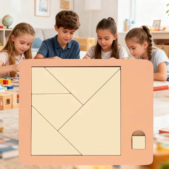 Triangle Puzzle Solving The Wooden Puzzle Triangular Disappearing Design Triangulation Brain Teaser Game for Indoor Indoor Activities,5.51x3.74 inch,Orange
