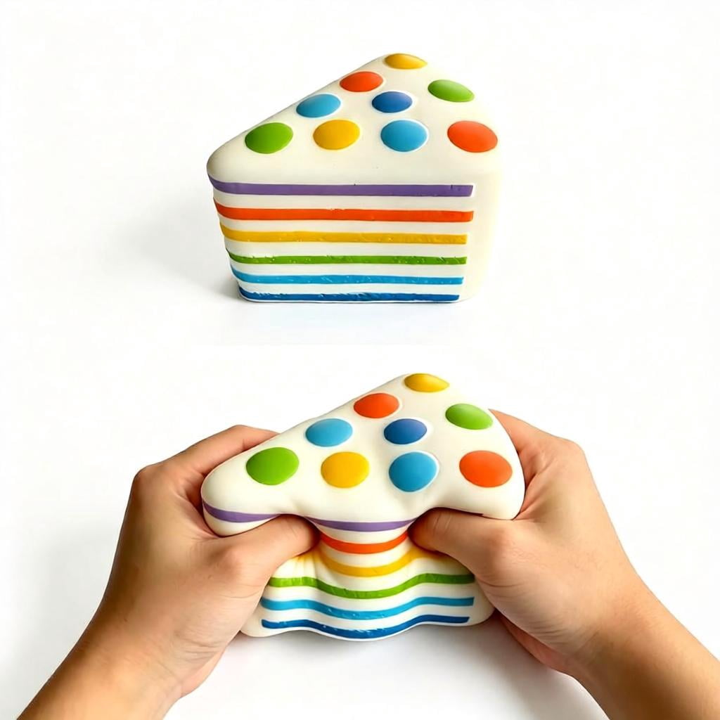 Rainbow Cake Squeeze Toy Slow Rising Soft Foam Novelty Desktop Toy for Fun Sensory Play and Entertainment,