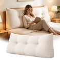 thumbnail image 1 of Triangle Reading Pillow Wedge Headboard Large Back Support Cushion, Tufted Cotton Linen Bolster for Sitting Up in Bed, Daybed Rest Pillow Lumbar Support Leg Positioning Comfort, 1 of 3