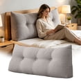 thumbnail image 1 of Triangle Reading Pillow Wedge Headboard Large Back Support Cushion, Tufted Cotton Linen Bolster for Sitting Up in Bed, Daybed Rest Pillow Lumbar Support Leg Positioning Comfort, 1 of 3