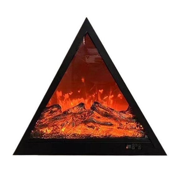 Triangle Recessed Electric Fireplace Insert 3D LED Wall Mounted Flame