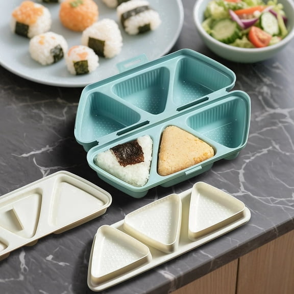 6-Cavity Sushi Maker, Triangle Rice Ball Mold - Foldable Food-Safe Plastic, Easy to Clean for Quick Meal & Bento Prep