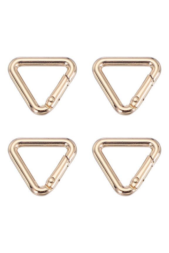 Triangle Ring Buckle Metal Spring Snap Clip Jump Rings Keychain Belt Fastener for DIY Purses Gold 0.65"