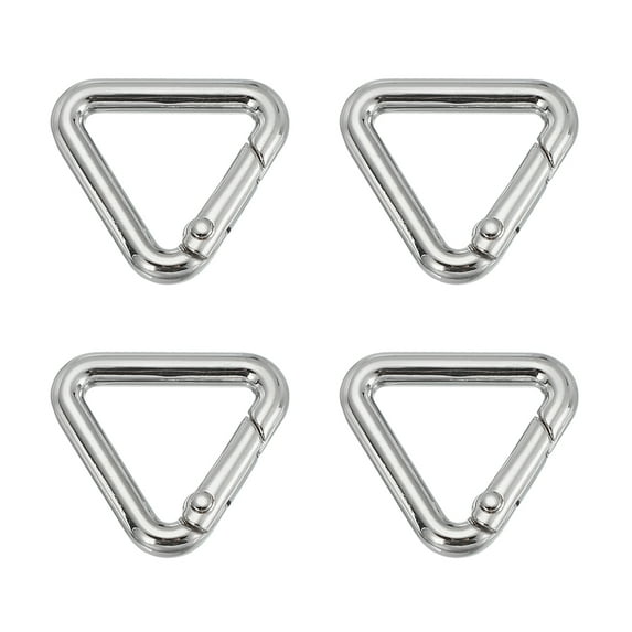 Triangle Ring Buckle Metal Spring Snap Clip Jump Rings Keychain Belt Fastener for DIY Purses Silver 0.65"