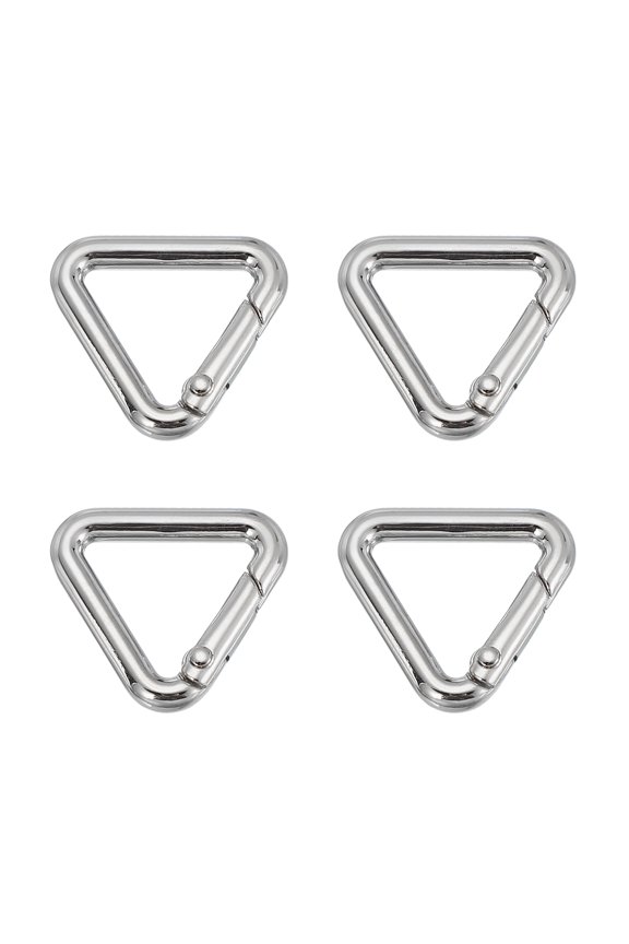 Triangle Ring Buckle Metal Spring Snap Clip Jump Rings Keychain Belt Fastener for DIY Purses Silver 0.65"
