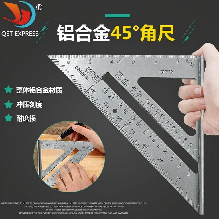 Triangle Rule 90 Degree Thickening Angle Rule Aluminum Alloy Carpenter Measurement Square Ruler, Size: 45, Gray