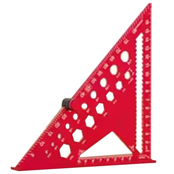 Triangle Ruler with Positioning Pin, Woodworking Multi Angle Ruler , High- Right Angle Scribe Marking Ruler 7inch Red