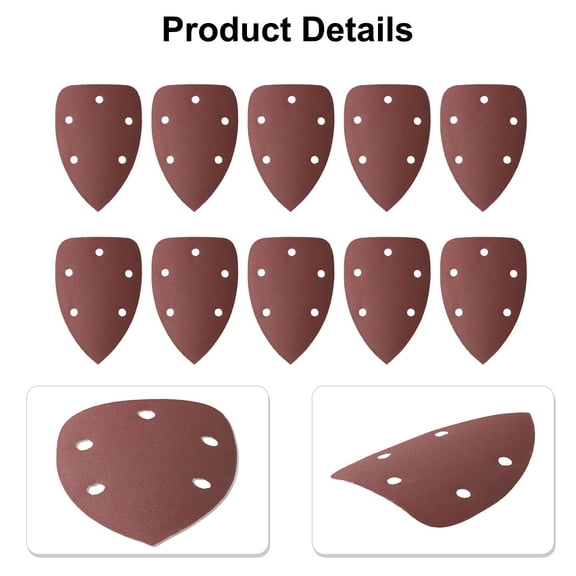 Triangle Sanding Pads Paper Set 10 Pack 14x9cm Hook & Loop Oscillating
