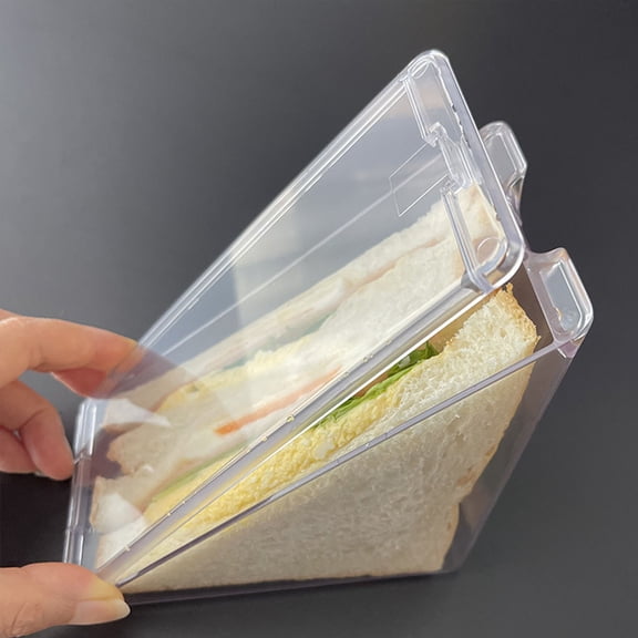 Triangle Sandwich Container, Reusable Washable Bento Box - 1 Pack White Plastic 18x13x8cm Food Grade, Leak Proof Locking Lid for Fresh Sandwiches, Perfect for Picnic, Travel, Lunch, Work