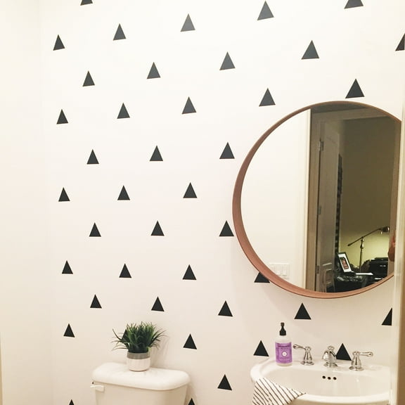Triangle Self Adhesive Decals Triangles Wall Pattern Vinyl Decal Stickers Size: 3"x3" each Set of 92 - Color: Black