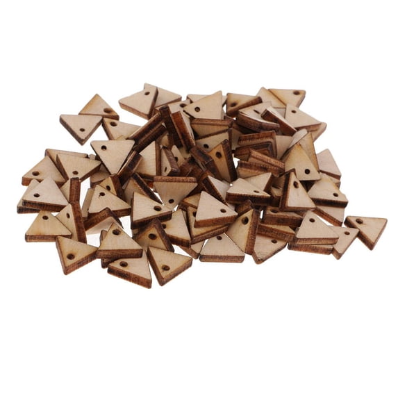 Triangle Shape Unfinished Wood Pieces with Hole for Crafts 100 Pieces 10mm