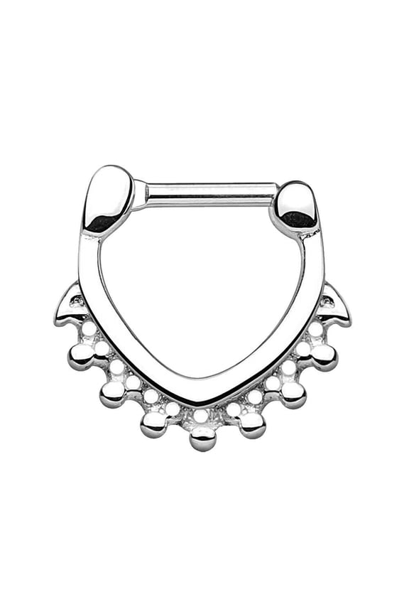 Triangle Shape with Beads 100% Surgical Steel Septum Clickers 14G - 16G