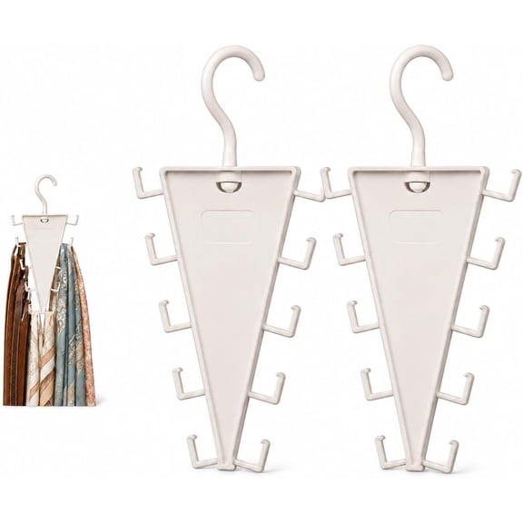 Triangle-Shaped Closet Organizer Hanger, Space Saving Double-Sided Storage Rack with 12 Hooks, 360° Rotatable Anti-Slip Hanger for Clothes, Hats, Scarves, Bedroom Dorm Apartment (Multicolor-2pcs)